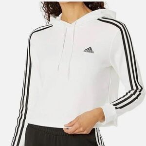 ADIDAS White Hoodie with Black Stripes